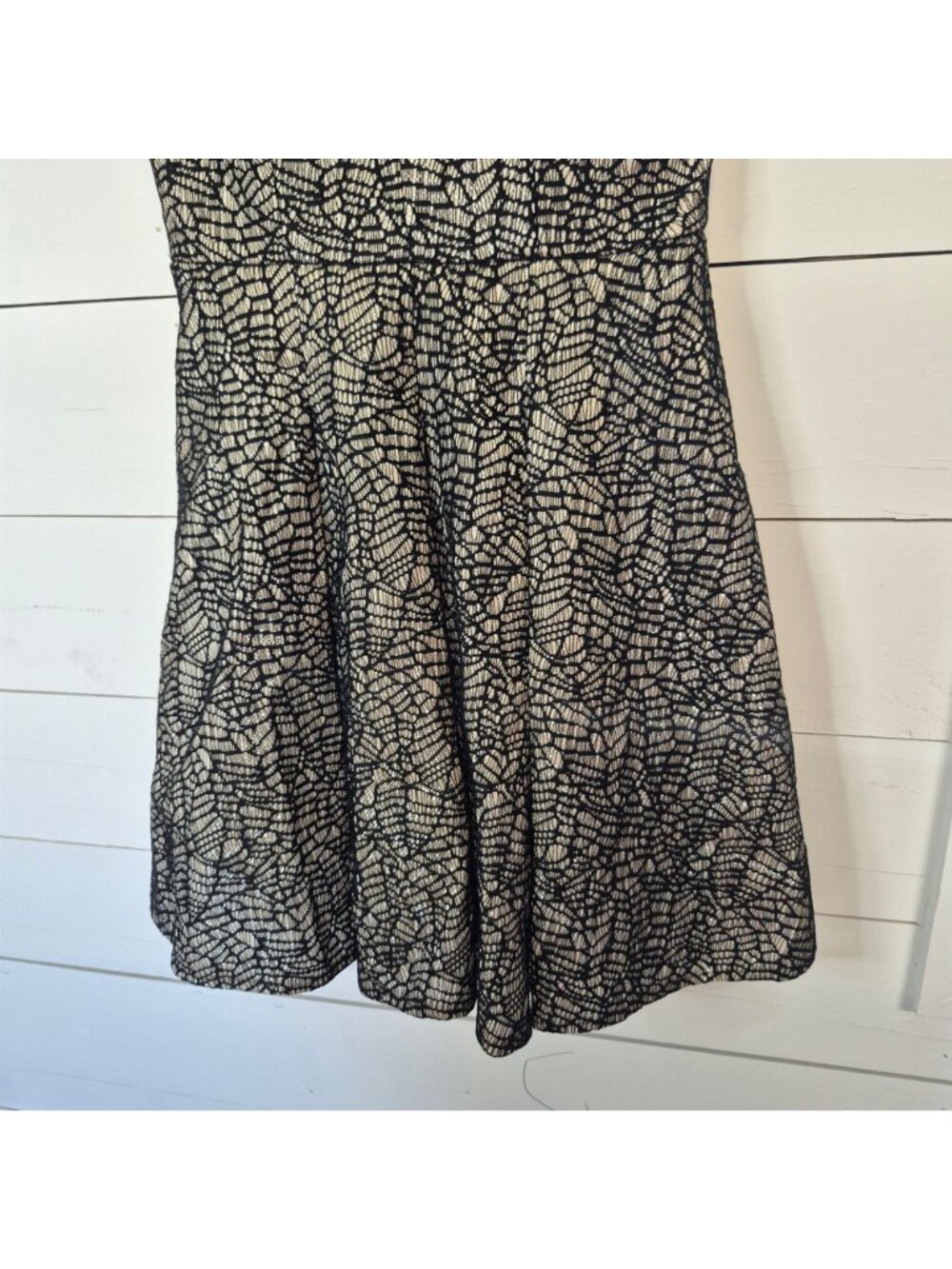 Way-In Black & silver Fit & Flare Mini Dress Spaghetti Straps Size 1 - Picture 3 of 7
